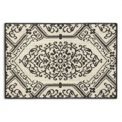 Cafe Jardin Beige/Black 23.6 in. x 35.4 in. Kitchen Mat by Home Dynamix