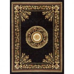 Optimum Athens Black/Beige 5 ft. x 7 ft. Border Area Rug by Home Dynamix