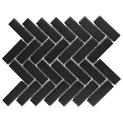 Restore Matte Black Herringbone 9 in. x 12 in. x 6.35 mm Glazed Ceramic Mosaic Tile (0.6 sq. ft./Each) by Daltile
