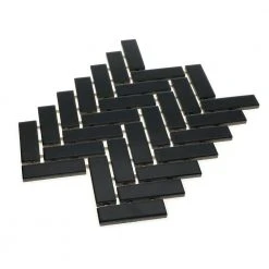 Restore Black 9 in. x 12 in. Glazed Ceramic Herringbone Mosaic Tile (0.6 sq. ft./Each) by Daltile 12 Restore Black 9 in. x 12 in. Glazed Ceramic Herringbone Mosaic Tile (0.6 sq. ft./Each) by Daltile -Daltile Sales Store black glossy daltile ceramic tile k11113herms1p2 40 1000