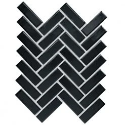 Restore Black 9 in. x 12 in. Glazed Ceramic Herringbone Mosaic Tile (0.6 sq. ft./Each) by Daltile