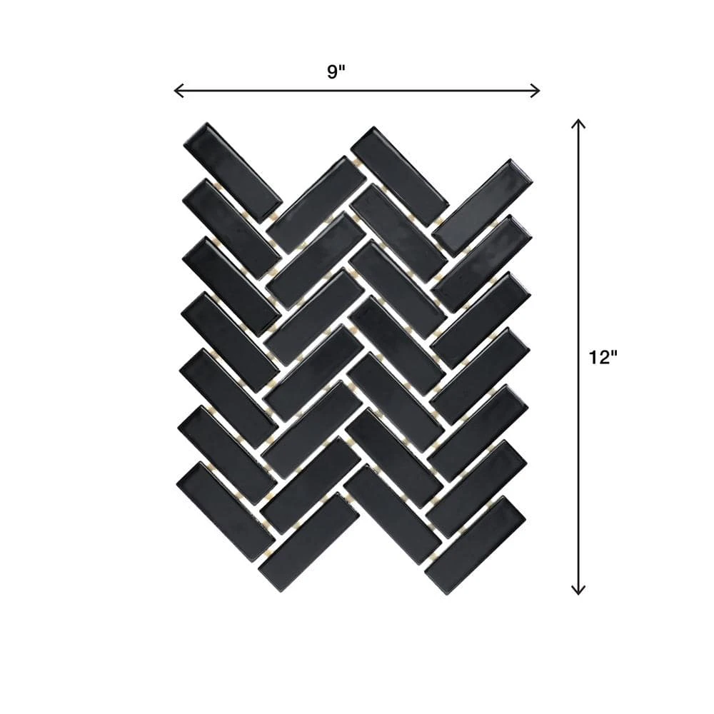 Restore Black 9 in. x 12 in. Glazed Ceramic Herringbone Mosaic Tile (0.6 sq. ft./Each) by Daltile 6 Restore Black 9 in. x 12 in. Glazed Ceramic Herringbone Mosaic Tile (0.6 sq. ft./Each) by Daltile - Image 4