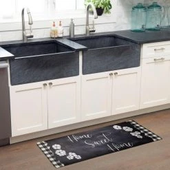 Cozy Living Home Sweet Home Buffalo Check Border Black 17.5 in. x 30 in. Anti Fatigue Kitchen Mat by Home Dynamix -Daltile Sales Store black home dynamix kitchen mats 1 cz24 e1 1000