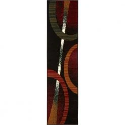 Premium Indus Black/Brown 2 ft. x 7 ft. Geometric Runner Area Rug by Home Dynamix