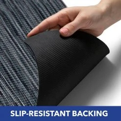 Smooth Step Blue/Black Houndstooth 24 in. x 35 in. Machine Washable Kitchen Mat by Home Dynamix -Daltile Sales Store blue black home dynamix door mats 3 ssht 309 44 1000