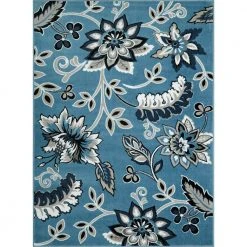 Tremont Lane LBlue/Grey 8 ft. x 10 ft. Floral Area Rug by Home Dynamix