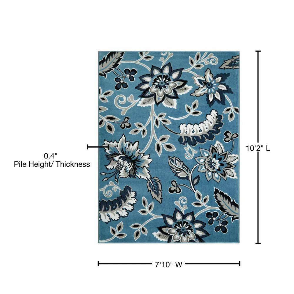 Tremont Lane LBlue/Grey 8 ft. x 10 ft. Floral Area Rug by Home Dynamix 9 Tremont Lane LBlue/Grey 8 ft. x 10 ft. Floral Area Rug by Home Dynamix - Image 7