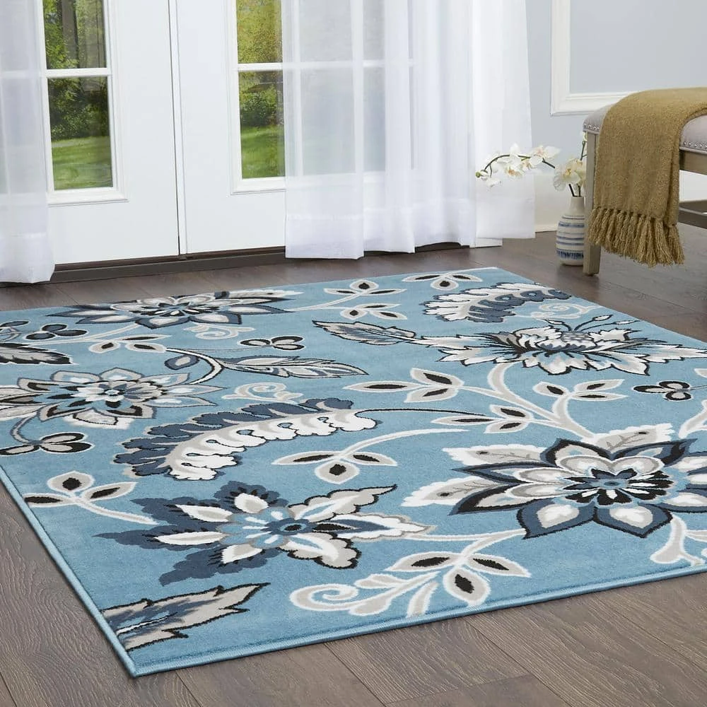 Tremont Lane LBlue/Grey 8 ft. x 10 ft. Floral Area Rug by Home Dynamix 4 Tremont Lane LBlue/Grey 8 ft. x 10 ft. Floral Area Rug by Home Dynamix - Image 2