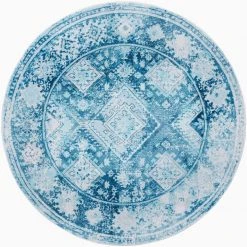 Palmyra Dali Blue/Grey 8 ft. Geometric Round Area Rug by Home Dynamix