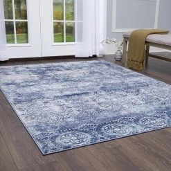 Bazaar Crystal Blue 9 ft. x 12 ft. Medallion Area Rug by Home Dynamix -Daltile Sales Store blue home dynamix area rugs 10 14607 705 e1 1000