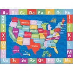 Elementary US Map Blue/Red 3 ft. x 5 ft. Kids Area Rug by Home Dynamix