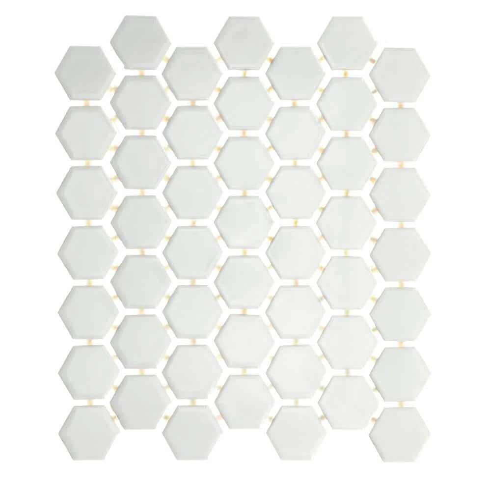 Restore Bright White 10 in. x 12 in. Glazed Ceramic Hexagon Mosaic Tile (0.81 sq. ft./each) by Daltile 6 Restore Bright White 10 in. x 12 in. Glazed Ceramic Hexagon Mosaic Tile (0.81 sq. ft./each) by Daltile - Image 4