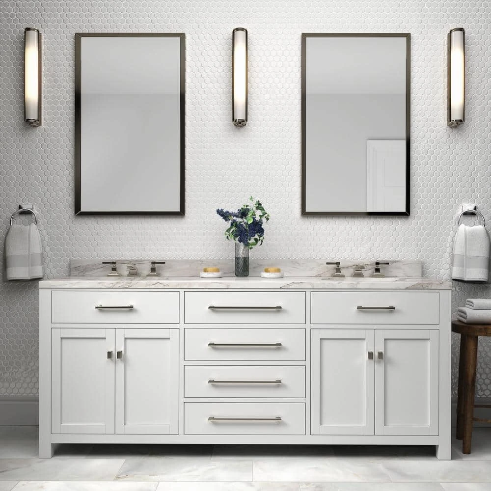 Restore Bright White 10 in. x 12 in. Glazed Ceramic Hexagon Mosaic Tile (0.81 sq. ft./each) by Daltile 4 Restore Bright White 10 in. x 12 in. Glazed Ceramic Hexagon Mosaic Tile (0.81 sq. ft./each) by Daltile - Image 2