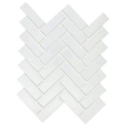 Restore Bright White Glossy 9 in. x 12 in. Glazed Ceramic Herringbone Mosaic Tile (0.6 sq. ft./each) by Daltile