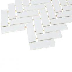 Restore Bright White Glossy 9 in. x 12 in. Glazed Ceramic Herringbone Mosaic Tile (0.6 sq. ft./each) by Daltile -Daltile Sales Store bright white glossy daltile ceramic tile 019013herms1p2 c3 1000