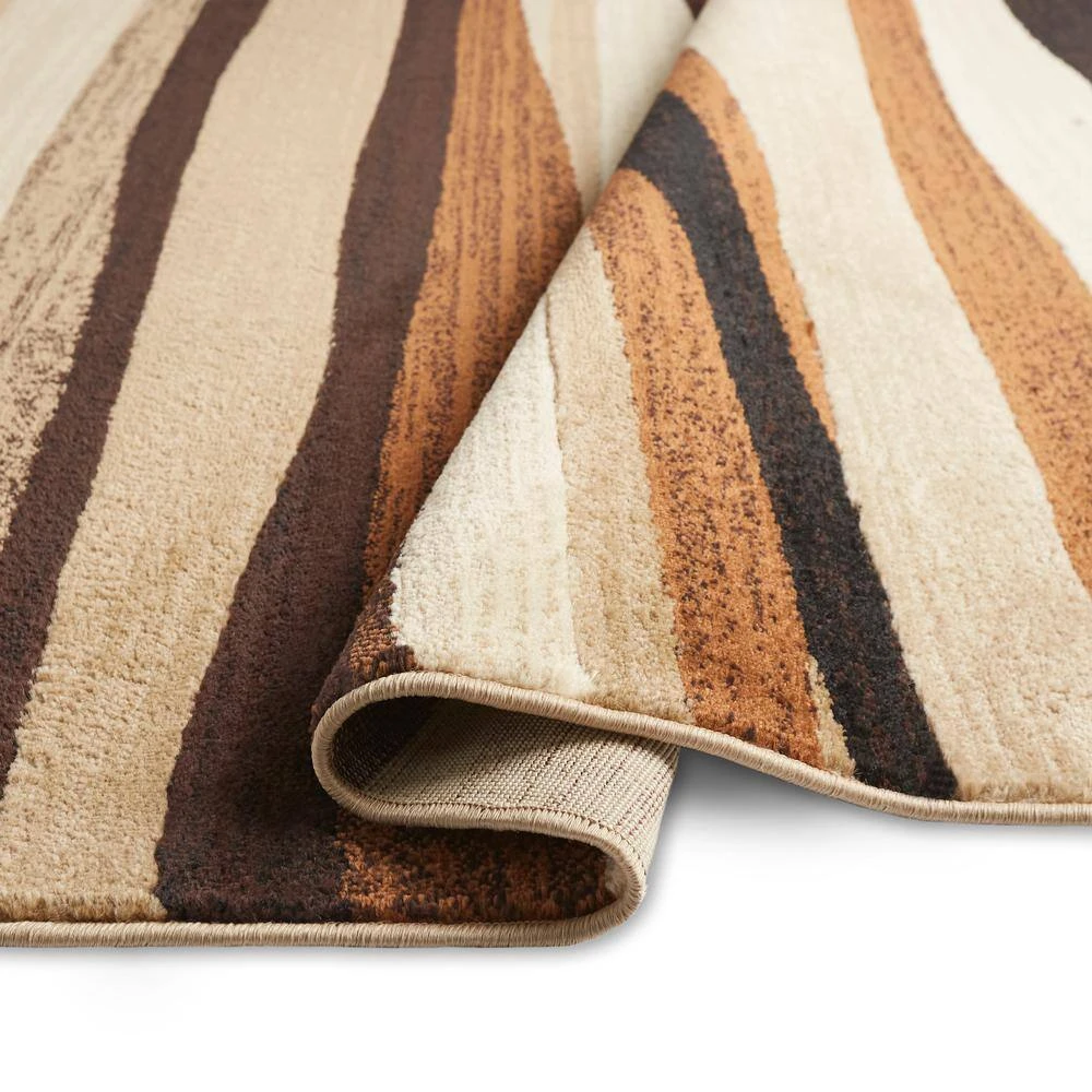 Tribeca Jayden Brown/Beige 2 ft. x 18 ft. Stripe Runner Area Rug by Home Dynamix 5 Tribeca Jayden Brown/Beige 2 ft. x 18 ft. Stripe Runner Area Rug by Home Dynamix - Image 3