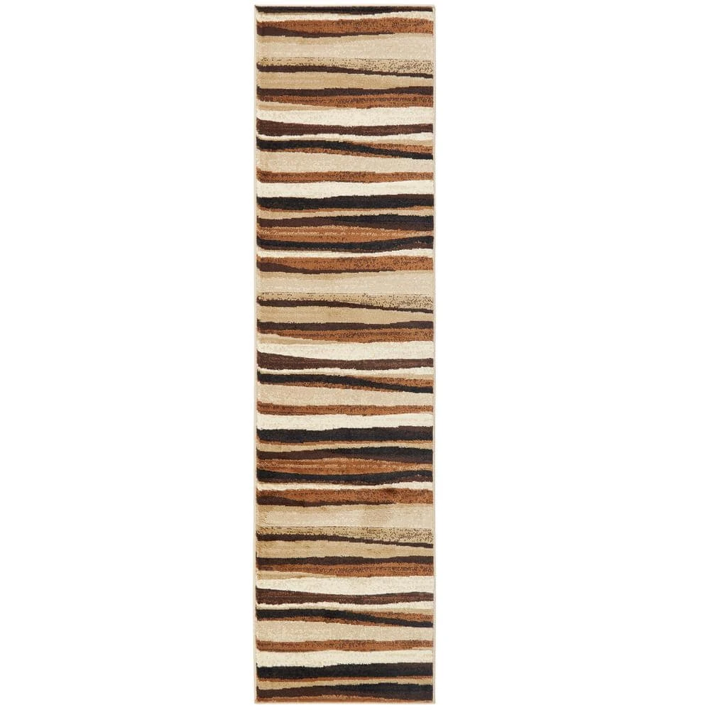 Tribeca Jayden Brown/Beige 2 ft. x 18 ft. Stripe Runner Area Rug by Home Dynamix 3 Tribeca Jayden Brown/Beige 2 ft. x 18 ft. Stripe Runner Area Rug by Home Dynamix