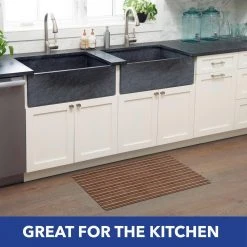 Smooth Step Brown Stripe 24 in. x 35 in. Machine Washable Kitchen Mat by Home Dynamix -Daltile Sales Store brown home dynamix door mats 3 sstp 500 fa 1000