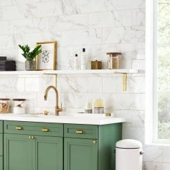 LuxeCraft Calacatta Gold Marble 8 in. x 24 in. Glazed Ceramic Wall Tile (13.3 sq. ft./Case) by Daltile -Daltile Sales Store calacatta marble daltile ceramic tile lc28824hd1p2 44 1000