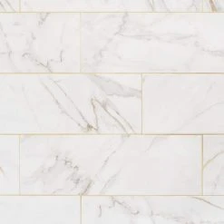 LuxeCraft Calacatta Gold Marble 8 in. x 24 in. Glazed Ceramic Wall Tile (13.3 sq. ft./Case) by Daltile