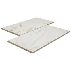 QuicTile 12 in. x 24 in. Calacatta Marble Polished Porcelain Locking Floor Tile (9.6 sq. ft. / case) by Daltile -Daltile Sales Store calacatta marble polished daltile porcelain tile qc011224clkhd1l a0 1000