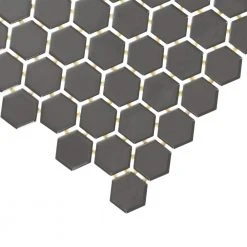 Restore Charcoal 10 in. x 12 in. Glazed Ceramic Hexagon Mosaic Tile (0.81 sq. ft./each) by Daltile 15 Restore Charcoal 10 in. x 12 in. Glazed Ceramic Hexagon Mosaic Tile (0.81 sq. ft./each) by Daltile -Daltile Sales Store charcoal daltile ceramic tile 018015hexms1p2 66 1000