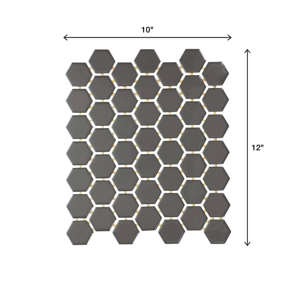 Restore Charcoal 10 in. x 12 in. Glazed Ceramic Hexagon Mosaic Tile (0.81 sq. ft./each) by Daltile 6 Restore Charcoal 10 in. x 12 in. Glazed Ceramic Hexagon Mosaic Tile (0.81 sq. ft./each) by Daltile - Image 4