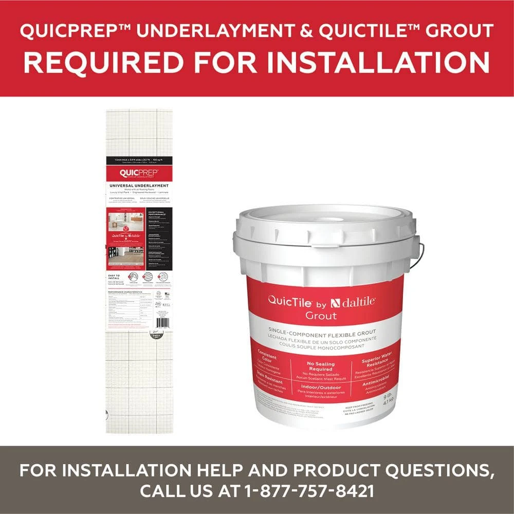 QuicTile 12 in. x 24 in. Cliff Stone Matte Color Body Porcelain Locking Floor Tile (9.6 sq. ft. / case) by Daltile 9 QuicTile 12 in. x 24 in. Cliff Stone Matte Color Body Porcelain Locking Floor Tile (9.6 sq. ft. / case) by Daltile - Image 7