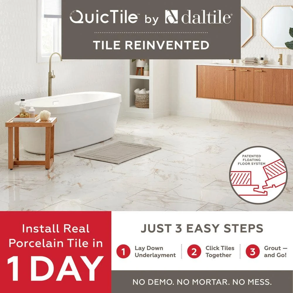 QuicTile 12 in. x 24 in. Cliff Stone Matte Color Body Porcelain Locking Floor Tile (9.6 sq. ft. / case) by Daltile 10 QuicTile 12 in. x 24 in. Cliff Stone Matte Color Body Porcelain Locking Floor Tile (9.6 sq. ft. / case) by Daltile - Image 8