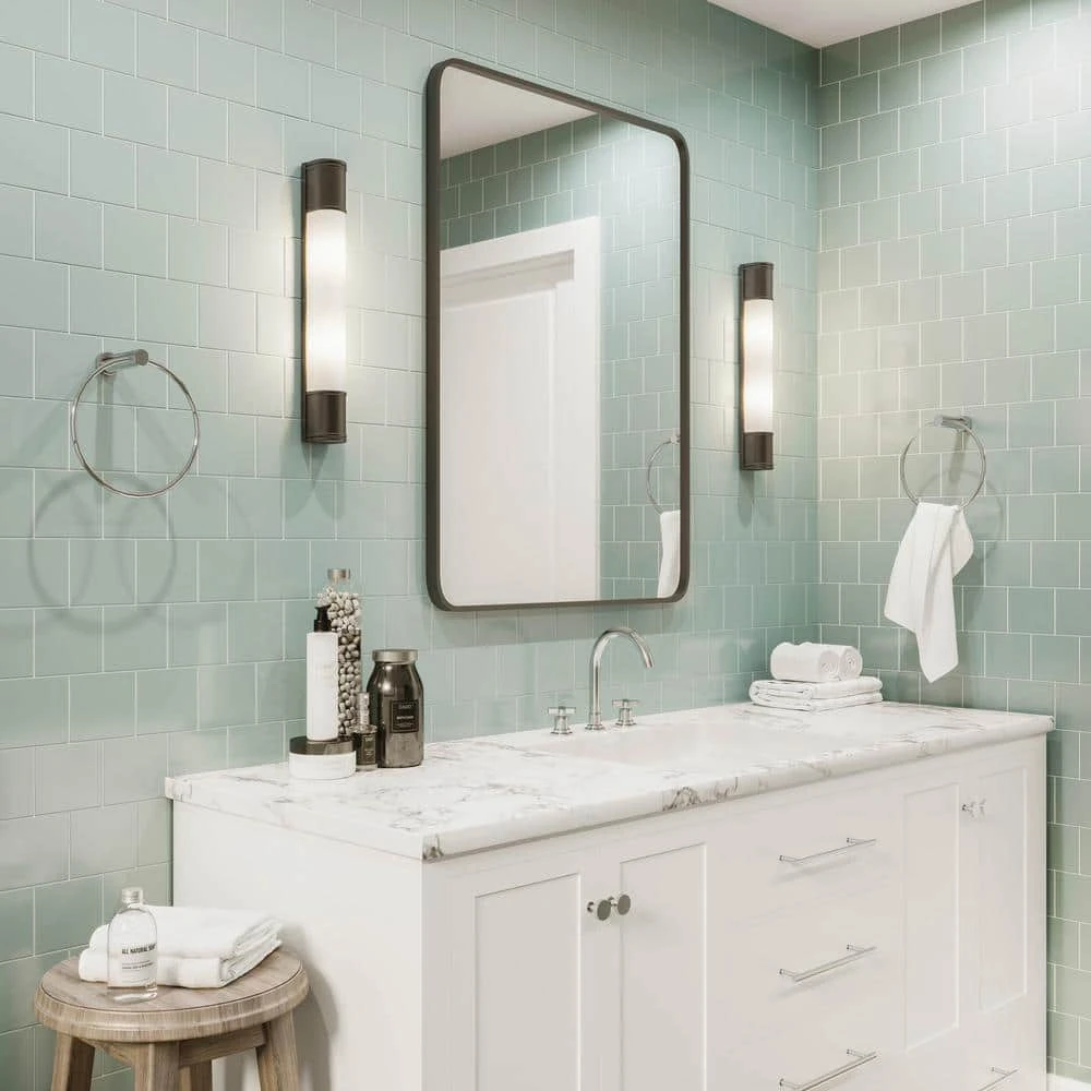 Restore Cool Mint 4-1/4 in. x 4-1/4 in. Glazed Ceramic Wall Tile (12.5 sq. ft. / case) by Daltile 4 Restore Cool Mint 4-1/4 in. x 4-1/4 in. Glazed Ceramic Wall Tile (12.5 sq. ft. / case) by Daltile - Image 2