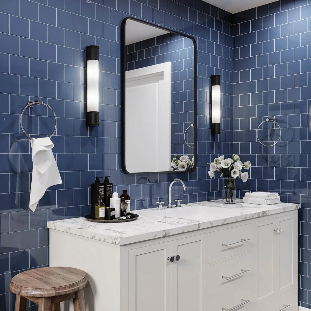 Restore Denim Blue 4-1/4 in. x 4-1/4 in. Glazed Ceramic Wall Tile (12.5 sq. ft./case) by Daltile 4 Restore Denim Blue 4-1/4 in. x 4-1/4 in. Glazed Ceramic Wall Tile (12.5 sq. ft./case) by Daltile - Image 2