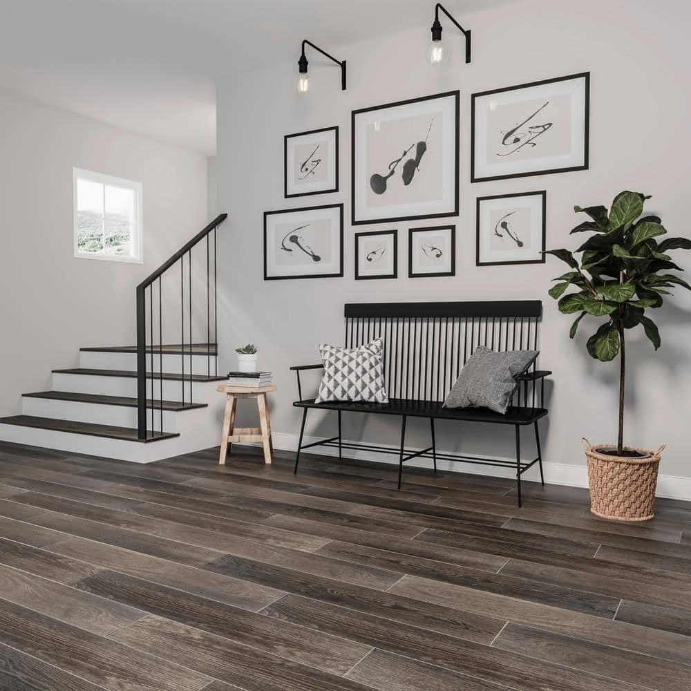 QuicTile 6 in. x 36 in. Driftwood Glazed Porcelain Locking Floor Tile (10.15 sq. ft. / case) by Daltile 4 QuicTile 6 in. x 36 in. Driftwood Glazed Porcelain Locking Floor Tile (10.15 sq. ft. / case) by Daltile - Image 2