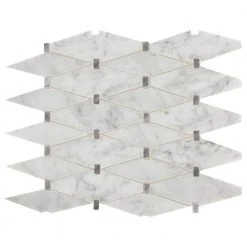 Premier Accents Eclipse Gray Diamond 11 in. x 15 in. x 8 mm Stone Mosaic Floor and Wall Tile (0.94 sq. ft./Each) by Daltile