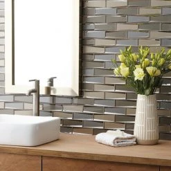 Premier Accents Frost Linear 12 in. x 13 in. x 8 mm Glass Mosaic Wall Tile (0.96 sq. ft./Each) by Daltile -Daltile Sales Store frost daltile glass tile pa6626lnccms1p 1f 1000