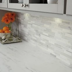 Stone Decor Glacier 12 in. x 14 in. x 10 mm Marble Linear Mosaic Floor and Wall Tile (1 sq. ft./ Each) by Daltile -Daltile Sales Store glacier daltile marble tile st56lnrndccms1p 40 1000