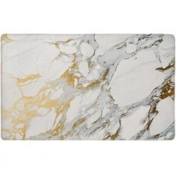 Cozy Living Modern Marble Gold 20 in. x 36 in. Anti Fatigue Kitchen Mat by Home Dynamix