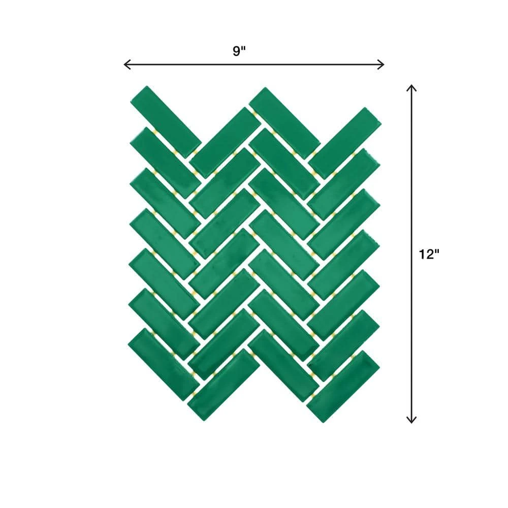 Restore Green 9 in. x 12 in. Glazed Ceramic Herringbone Mosaic Tile (0.6 sq. ft./each) by Daltile 6 Restore Green 9 in. x 12 in. Glazed Ceramic Herringbone Mosaic Tile (0.6 sq. ft./each) by Daltile - Image 4