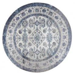 Bazaar Elegance Grey/Blue 8 ft. Medallion Round Area Rug by Home Dynamix