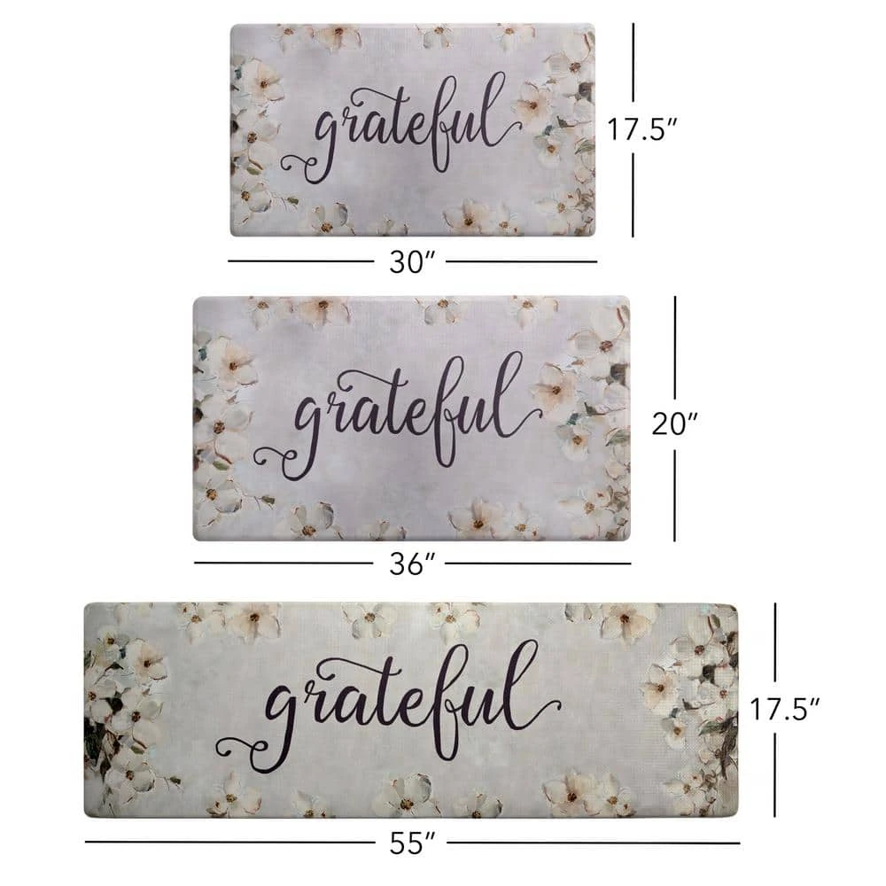 Cozy Living Grateful Floral Grey/Cream 20 in. x 36 in. Anti Fatigue Kitchen Mat by Home Dynamix 7 Cozy Living Grateful Floral Grey/Cream 20 in. x 36 in. Anti Fatigue Kitchen Mat by Home Dynamix - Image 5