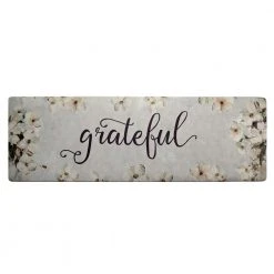 Cozy Living Grateful Floral Grey/Cream 20 in. x 36 in. Anti Fatigue Kitchen Mat by Home Dynamix