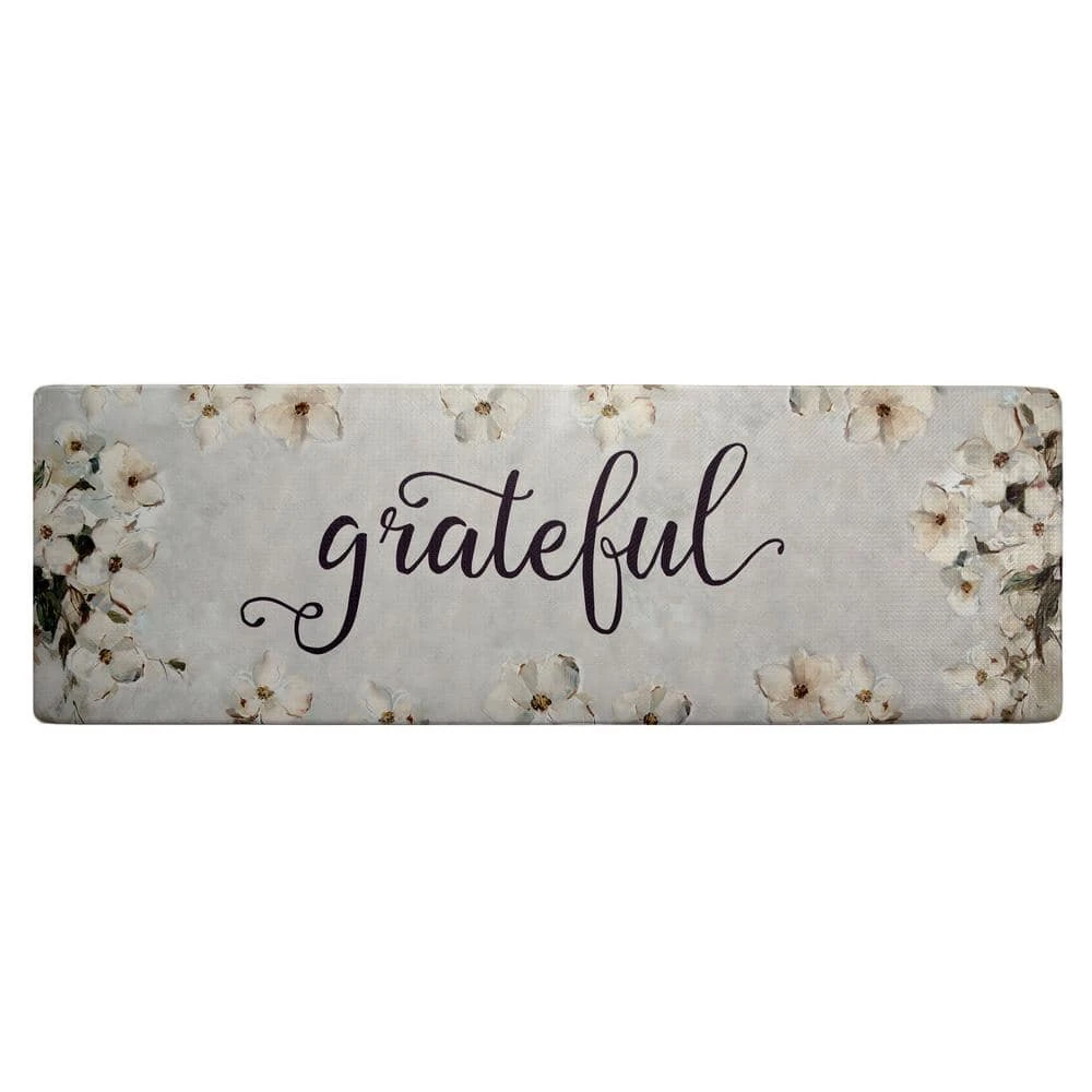 Cozy Living Grateful Floral Grey/Cream 20 in. x 36 in. Anti Fatigue Kitchen Mat by Home Dynamix 3 Cozy Living Grateful Floral Grey/Cream 20 in. x 36 in. Anti Fatigue Kitchen Mat by Home Dynamix