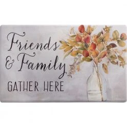 Cozy Living Friends and Family Gather Eucalyptus Floral Grey 17.5 in. x 30 in. Anti Fatigue Kitchen Mat by Home Dynamix