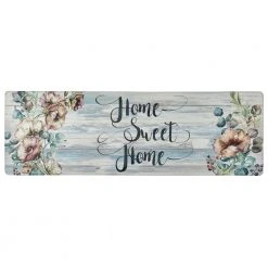 Cozy Living Home Sweet Home Floral Grey 17.5 in. x 55 in. Anti Fatigue Kitchen Mat by Home Dynamix