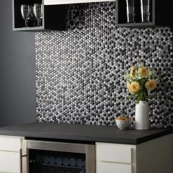 Decor Accents Hanlon Bee 10 in. x 11 in. x 8 mm Porcelain Penny Round Mosaic Floor and Wall Tile (0.83 sq. ft./Each) by Daltile -Daltile Sales Store hanlon bee daltile mosaic tile st2911pnyccms1p 40 1000