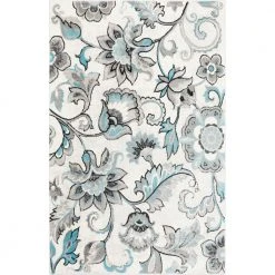 Boho Odesa Ivory/Aqua 8 ft. x 10 ft. Floral Area Rug by Home Dynamix