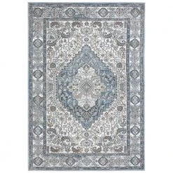 Skyler Victoria Ivory/Blue 8 ft. x 10 ft. Medallion Area Rug by Home Dynamix