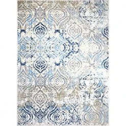 Melrose Audrey Ivory/Blue 9 ft. x 12 ft. Medallion Area Rug by Home Dynamix