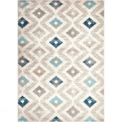 Melrose Maritza Ivory/Blue 5 ft. x 8 ft. Geometric Area Rug by Home Dynamix