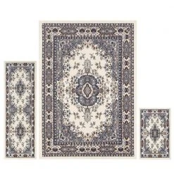 Ariana Ksara Ivory/Blue 5 ft. x 7 ft. Border 3-Piece Area Rug Set by Home Dynamix