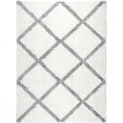 Carmela Ivory/Grey 8 ft. x 10 ft. Shag Area Rug by Home Dynamix